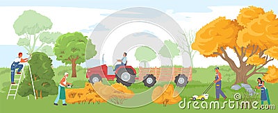 Farmer work on farm field vector illustration Vector Illustration