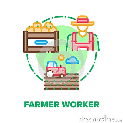 Farmer Worker Vector Concept Color Illustration flat Vector Illustration