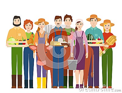 Farmer workers people character agriculture person profession farming life illustration. Cartoon Illustration