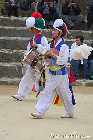 Farmers' dance at Korean Folk Village Editorial Stock Photo