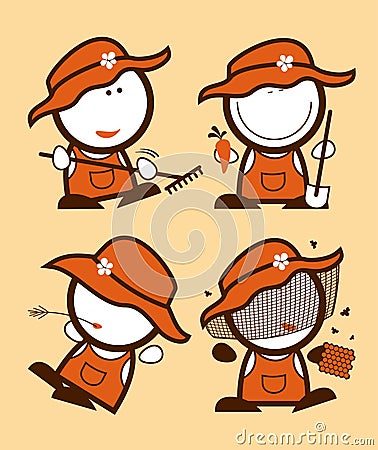 Farmers funny peoples. Vector Illustration