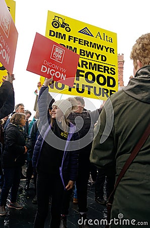 Cardiff, uk - 28th February 2024: Welsh Farmers Protest Editorial Stock Photo