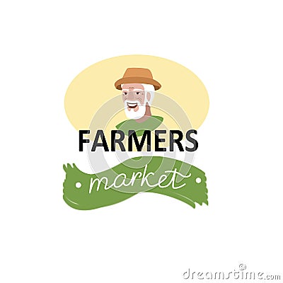 Farmers market emblem label badge. Vector Illustration