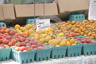 Farmers Market fresh Cherry Tomatoes Stock Photo