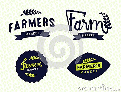 Farmers market logos templates vector objects set. Vector Illustration