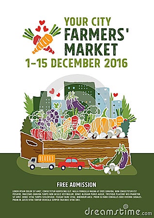 Farmers market poster concept Vector Illustration