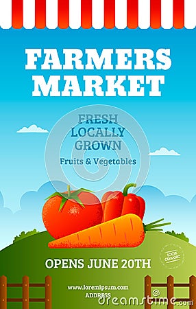 Farmers market poster Vector Illustration