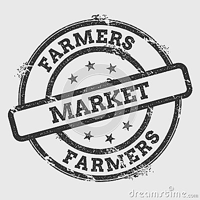 Farmers market rubber stamp isolated on white. Vector Illustration