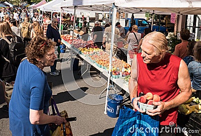 Farmers Market on a sunny summer day Editorial Stock Photo