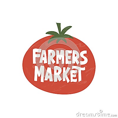 Farmers market tomato illustration with typography Vector Illustration