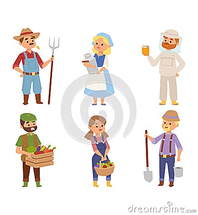 Farmers people vector characters Vector Illustration