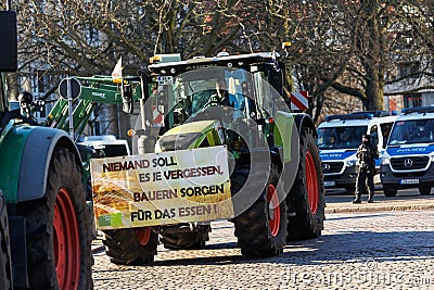 Farmers union protest strike against german government policy, Magdeburg, Germany. Editorial Stock Photo