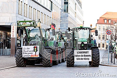 Farmers union protest strike against german government policy, Magdeburg, Germany. Editorial Stock Photo