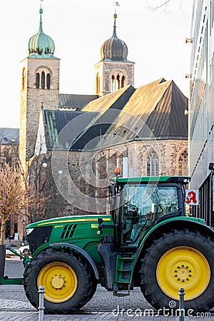 Farmers union protest strike against german government policy, Magdeburg, Germany. Editorial Stock Photo