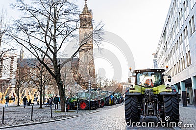 Farmers union protest strike against german government policy, Magdeburg, Germany. Editorial Stock Photo