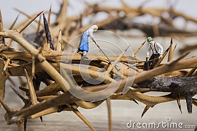 Farmers work with hardship, drought concept. Stock Photo