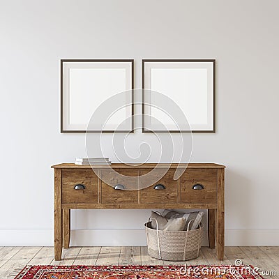 Interior and frame mockup.3d rendering Stock Photo