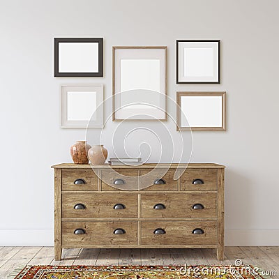 Interior and frame mockup.3d rendering Stock Photo