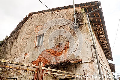 Farmhouse farm ancient house decay seniority doors windows bricks panorama landscape vision Italy Italian Stock Photo