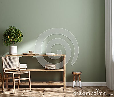 Farmhouse hallway interior, wall mockup Stock Photo