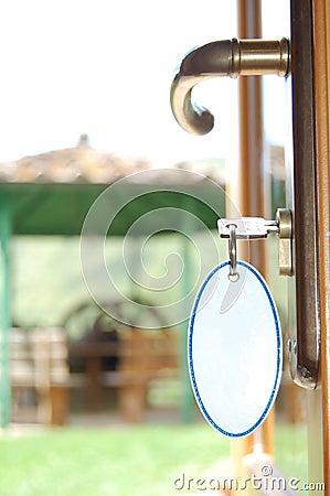 Farmhouse Hotel door with customizable blank space Stock Photo