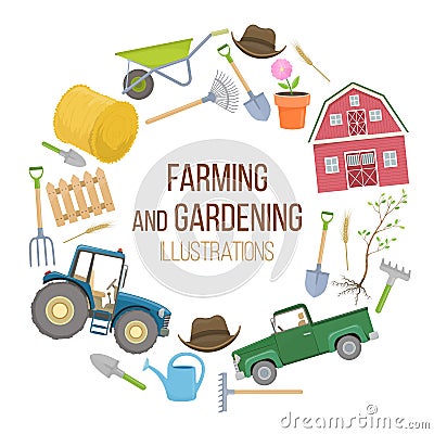 Farming agricultural instruments Vector Illustration