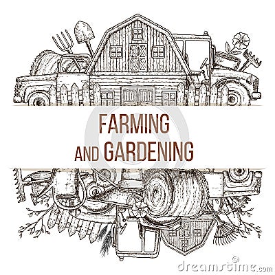 Farming agricultural instruments Vector Illustration