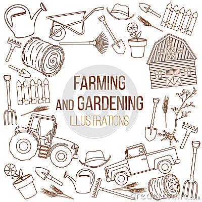 Farming agricultural instruments Vector Illustration