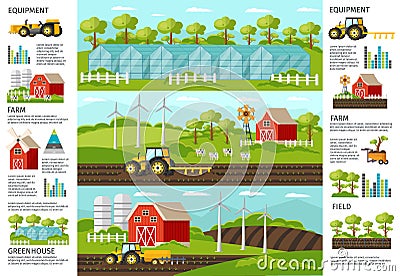 Farming And Agriculture Infographic Banners Vector Illustration