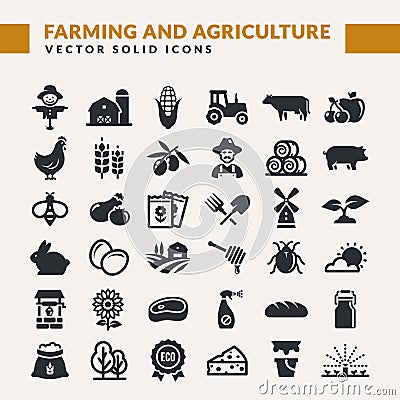 Farming and agriculture vector icons. Vector Illustration