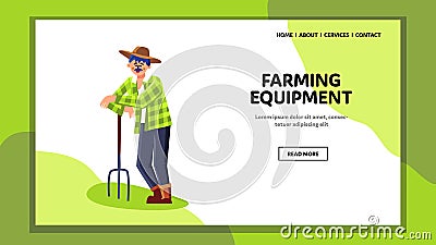 Farming Equipment Pitchfork Lean Farmer Vector Vector Illustration