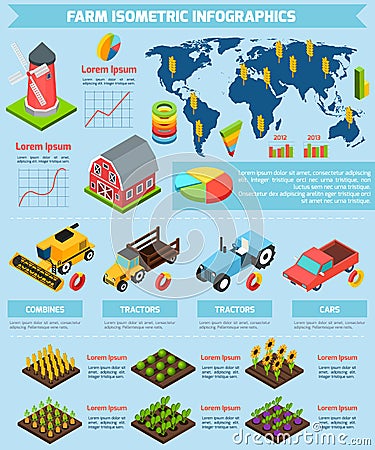 Farming facilities and equipment infographic Vector Illustration