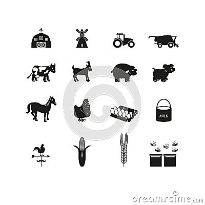 Farming icons set Vector Illustration