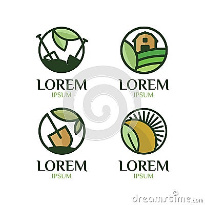 Farming Logo Set Vector Illustration