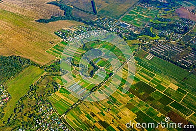 Farmland aerial view at autumn Stock Photo