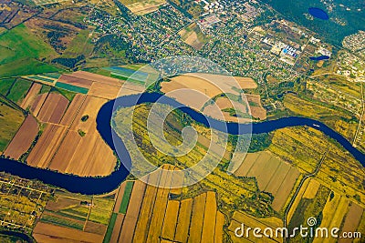 Farmland aerial view at autumn Stock Photo