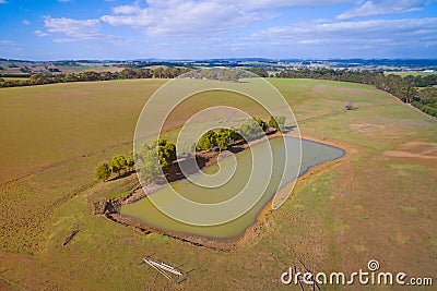 Farmland with dam in Australia Stock Photo