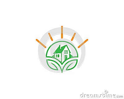 Farmland and farmhouse logo design Vector Illustration