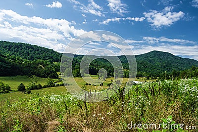 Farmland with Mountains Stock Photo