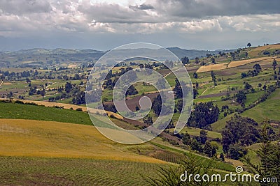 Farmlands at the central Andean mountains Stock Photo