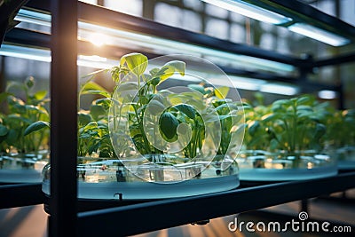 Farmlands modern smart farming embraces hydroponics, nurturing organic vegetables and nature Stock Photo
