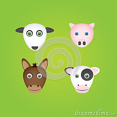 Farmyard Animals Vector Illustration