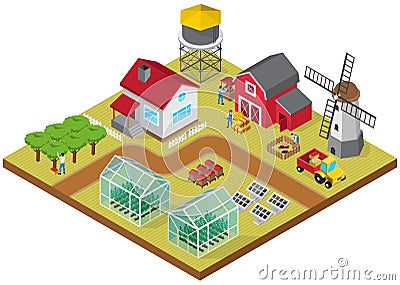 Farmyard Isometric Game Model Icon Vector Illustration