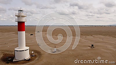 Faro del Fangar lighthouse in Delta del Ebro - Spain Stock Photo