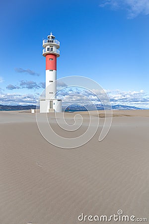 Faro del Fangar (Fangar Lighthouse) Stock Photo