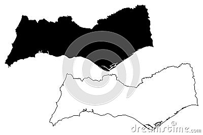 Faro District Portuguese Republic, Portugal map vector illustration, scribble sketch Faro map Vector Illustration