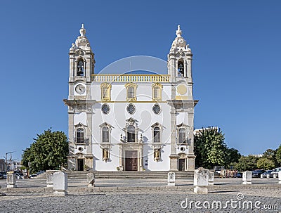 View on Igreja do Carmo, home of Capela dos Ossos de Faro or Chapel of Bones Editorial Stock Photo