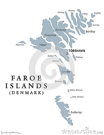 Faroe Islands political map Vector Illustration