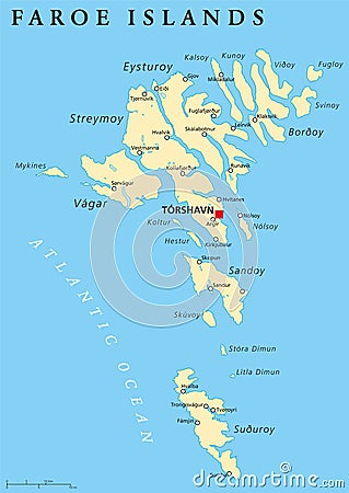 Faroe Islands Political Map Vector Illustration