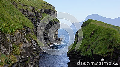 Faroe Islands, save harbour in Gjogv Stock Photo